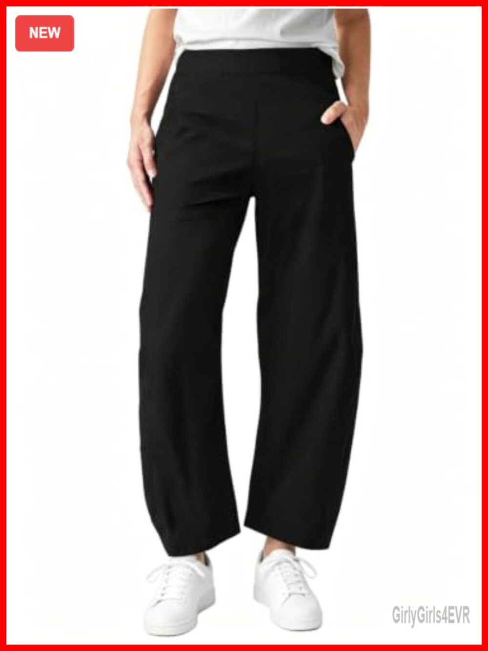 Women's Polyester Barrel Travel Pants Elastic Waist Tapered Leg Ankle Hiking